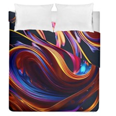 Ai Generated Waves Splash Liquid Paint Wall Duvet Cover Double Side (queen Size)