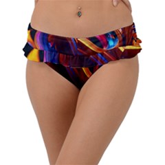 Ai Generated Waves Splash Liquid Paint Wall Frill Bikini Bottoms by Jancukart