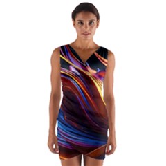 Ai Generated Waves Splash Liquid Paint Wall Wrap Front Bodycon Dress