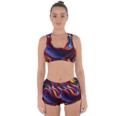 Ai Generated Waves Splash Liquid Paint Wall Racerback Boyleg Bikini Set by Jancukart