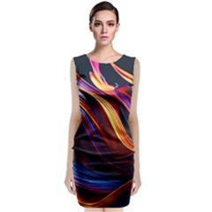 Ai Generated Waves Splash Liquid Paint Wall Sleeveless Velvet Midi Dress by Jancukart