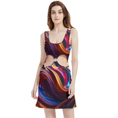 Ai Generated Waves Splash Liquid Paint Wall Velour Cutout Dress