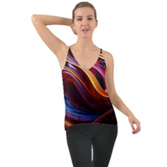 Ai Generated Waves Splash Liquid Paint Wall Chiffon Cami by Jancukart