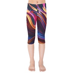 Ai Generated Waves Splash Liquid Paint Wall Kids  Capri Leggings 