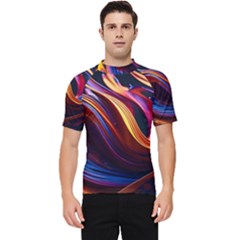 Ai Generated Waves Splash Liquid Paint Wall Men s Short Sleeve Rash Guard by Jancukart