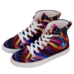 Ai Generated Waves Splash Liquid Paint Wall Men s Hi-top Skate Sneakers