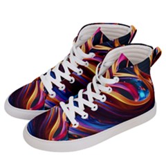 Ai Generated Waves Splash Liquid Paint Wall Women s Hi-top Skate Sneakers by Jancukart