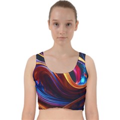 Ai Generated Waves Splash Liquid Paint Wall Velvet Racer Back Crop Top