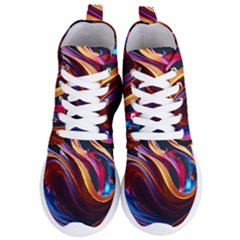 Ai Generated Waves Splash Liquid Paint Wall Women s Lightweight High Top Sneakers