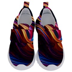 Ai Generated Waves Splash Liquid Paint Wall Kids  Velcro No Lace Shoes by Jancukart