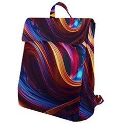 Ai Generated Waves Splash Liquid Paint Wall Flap Top Backpack