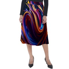 Ai Generated Waves Splash Liquid Paint Wall Classic Velour Midi Skirt  by Jancukart