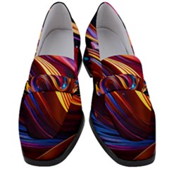 Ai Generated Waves Splash Liquid Paint Wall Women s Chunky Heel Loafers by Jancukart