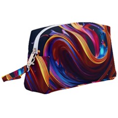 Ai Generated Waves Splash Liquid Paint Wall Wristlet Pouch Bag (large) by Jancukart