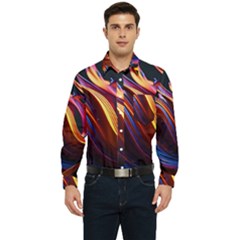 Ai Generated Waves Splash Liquid Paint Wall Men s Long Sleeve Pocket Shirt  by Jancukart