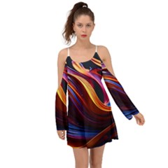 Ai Generated Waves Splash Liquid Paint Wall Boho Dress