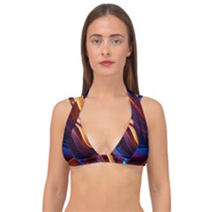 Ai Generated Waves Splash Liquid Paint Wall Double Strap Halter Bikini Top by Jancukart