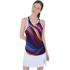 Ai Generated Waves Splash Liquid Paint Wall Racer Back Mesh Tank Top by Jancukart