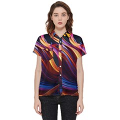 Ai Generated Waves Splash Liquid Paint Wall Short Sleeve Pocket Shirt