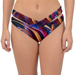 Ai Generated Waves Splash Liquid Paint Wall Double Strap Halter Bikini Bottoms