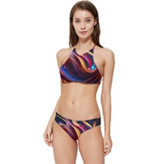 Ai Generated Waves Splash Liquid Paint Wall Banded Triangle Bikini Set by Jancukart