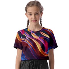 Ai Generated Waves Splash Liquid Paint Wall Kids  Basic Tee by Jancukart