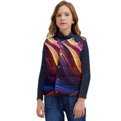 Ai Generated Waves Splash Liquid Paint Wall Kid s Short Button Up Puffer Vest	