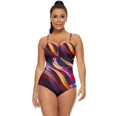 Ai Generated Waves Splash Liquid Paint Wall Retro Full Coverage Swimsuit