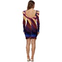 Ai Generated Waves Splash Liquid Paint Wall Women Long Sleeve Ruched Stretch Jersey Dress View4