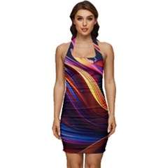 Ai Generated Waves Splash Liquid Paint Wall Sleeveless Wide Square Neckline Ruched Bodycon Dress