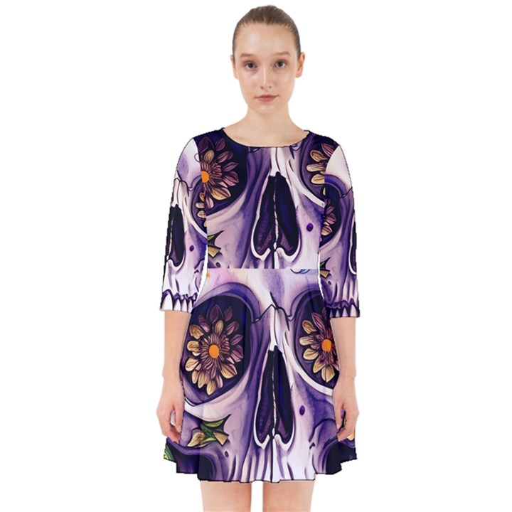 Gothic Sugar Skull Smock Dress