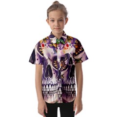 Gothic Sugar Skull Kids  Short Sleeve Shirt by GardenOfOphir