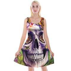 Gothic Sugar Skull Reversible Velvet Sleeveless Dress