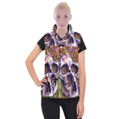 Gothic Sugar Skull Women s Button Up Vest