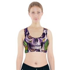 Gothic Sugar Skull Sports Bra With Pocket by GardenOfOphir