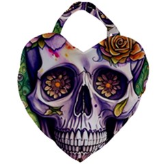 Gothic Sugar Skull Giant Heart Shaped Tote by GardenOfOphir