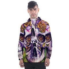 Gothic Sugar Skull Men s Front Pocket Pullover Windbreaker