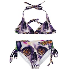 Gothic Sugar Skull Kids  Classic Bikini Set by GardenOfOphir