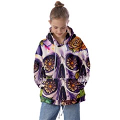 Gothic Sugar Skull Kids  Oversized Hoodie