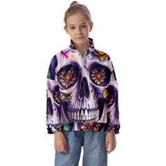 Gothic Sugar Skull Kids  Half Zip Hoodie