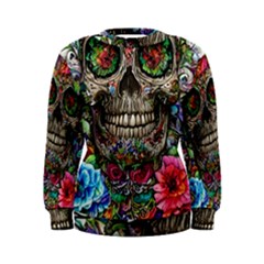 Retro Floral Skull Women s Sweatshirt