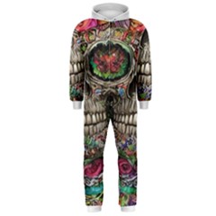 Retro Floral Skull Hooded Jumpsuit (men)