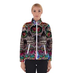 Retro Floral Skull Women s Bomber Jacket