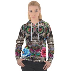 Retro Floral Skull Women s Overhead Hoodie