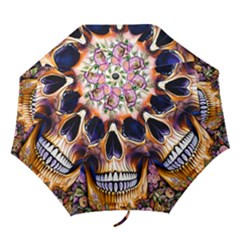 Bone Skull Floral Folding Umbrellas by GardenOfOphir