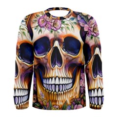 Bone Skull Floral Men s Long Sleeve Tee