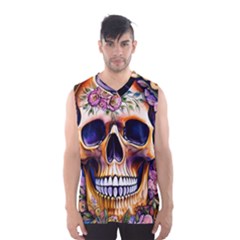 Bone Skull Floral Men s Basketball Tank Top by GardenOfOphir