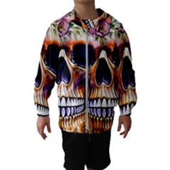 Bone Skull Floral Kids  Hooded Windbreaker