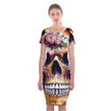 Bone Skull Floral Classic Short Sleeve Midi Dress View1