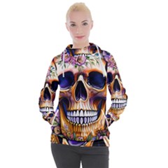 Bone Skull Floral Women s Hooded Pullover